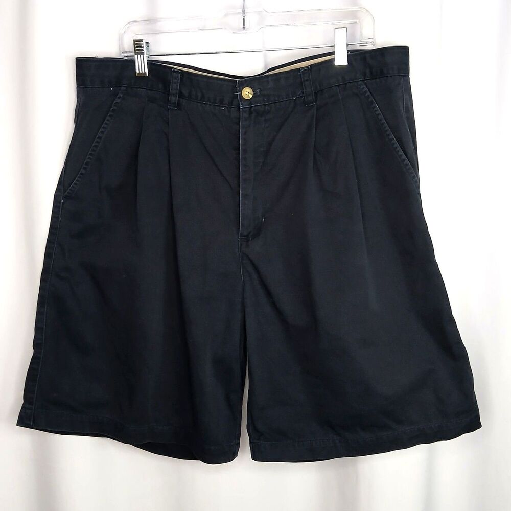 Catalina Navigator 9" Shorts Chinos Navy Blue Pleated Front Cotton Vtg Mens 38